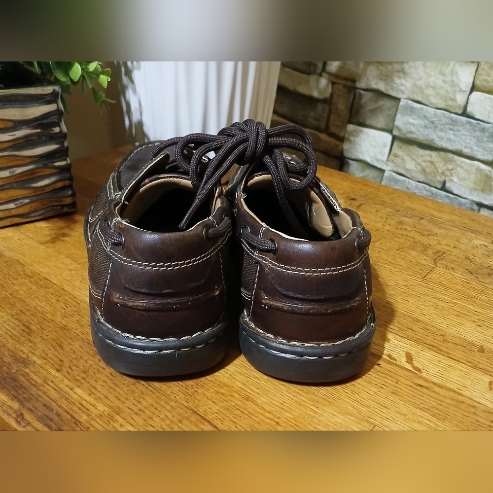 Mens Clarks Waterloo Tan Leather Boat Shoe Size 7.5M Casual Contemporary - Picture 3 of 6
